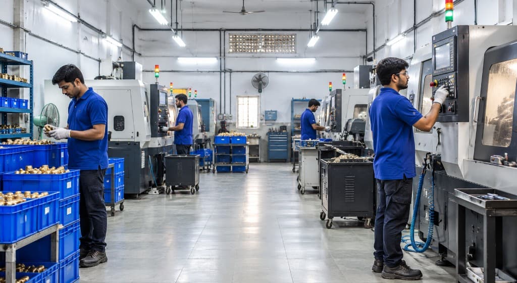 CABNIX workshop production floor with technicians operating CNC machines
