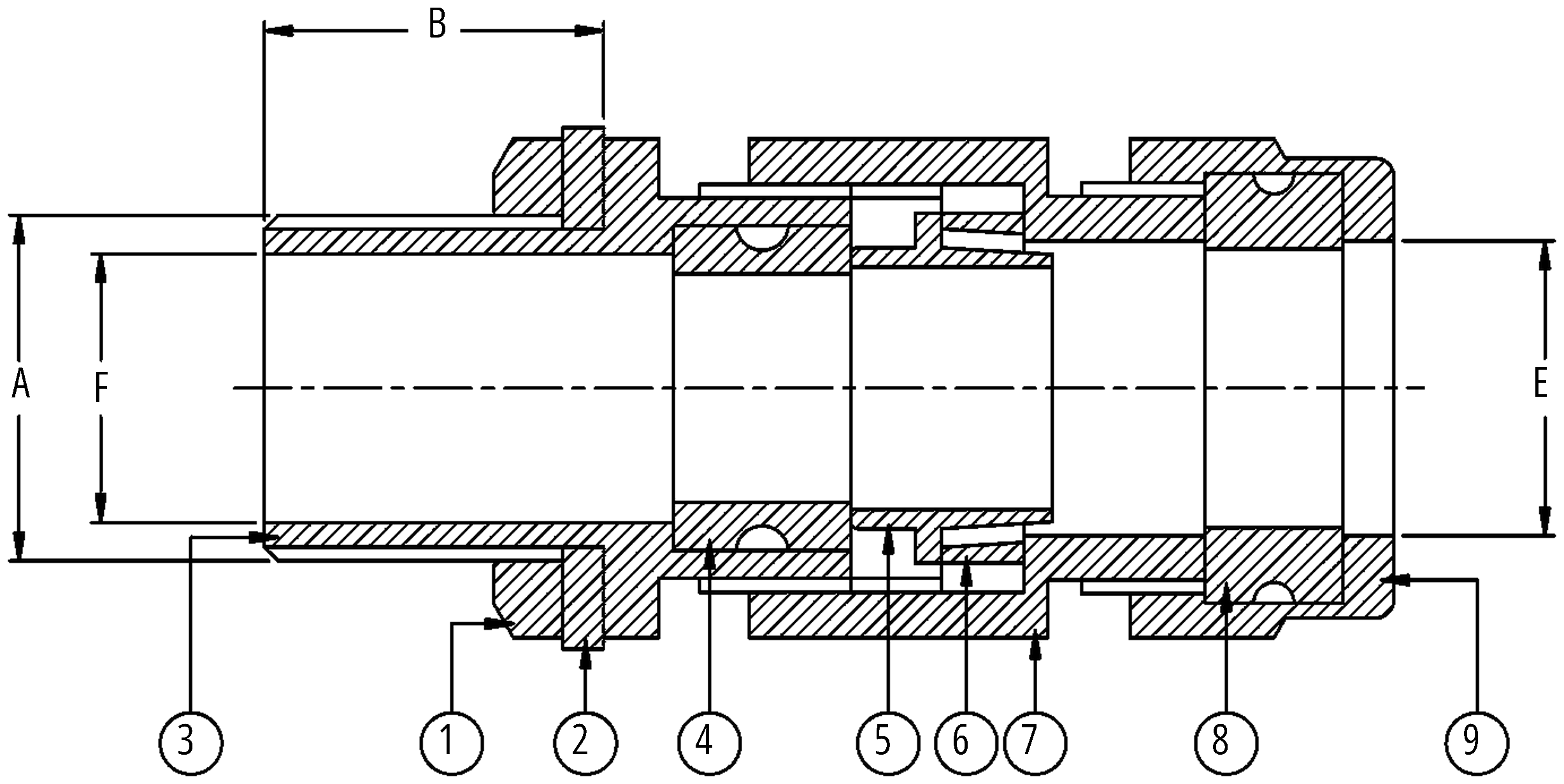 Double Compression Weather Proof Cable Glands technical drawing 1